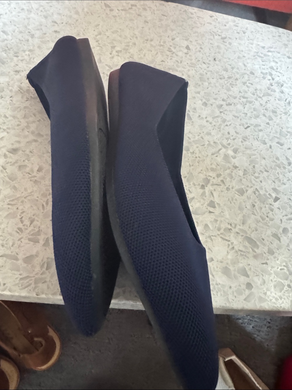 Women’s Navy Pointed Toe Knit Flats - Picture 7 of 7